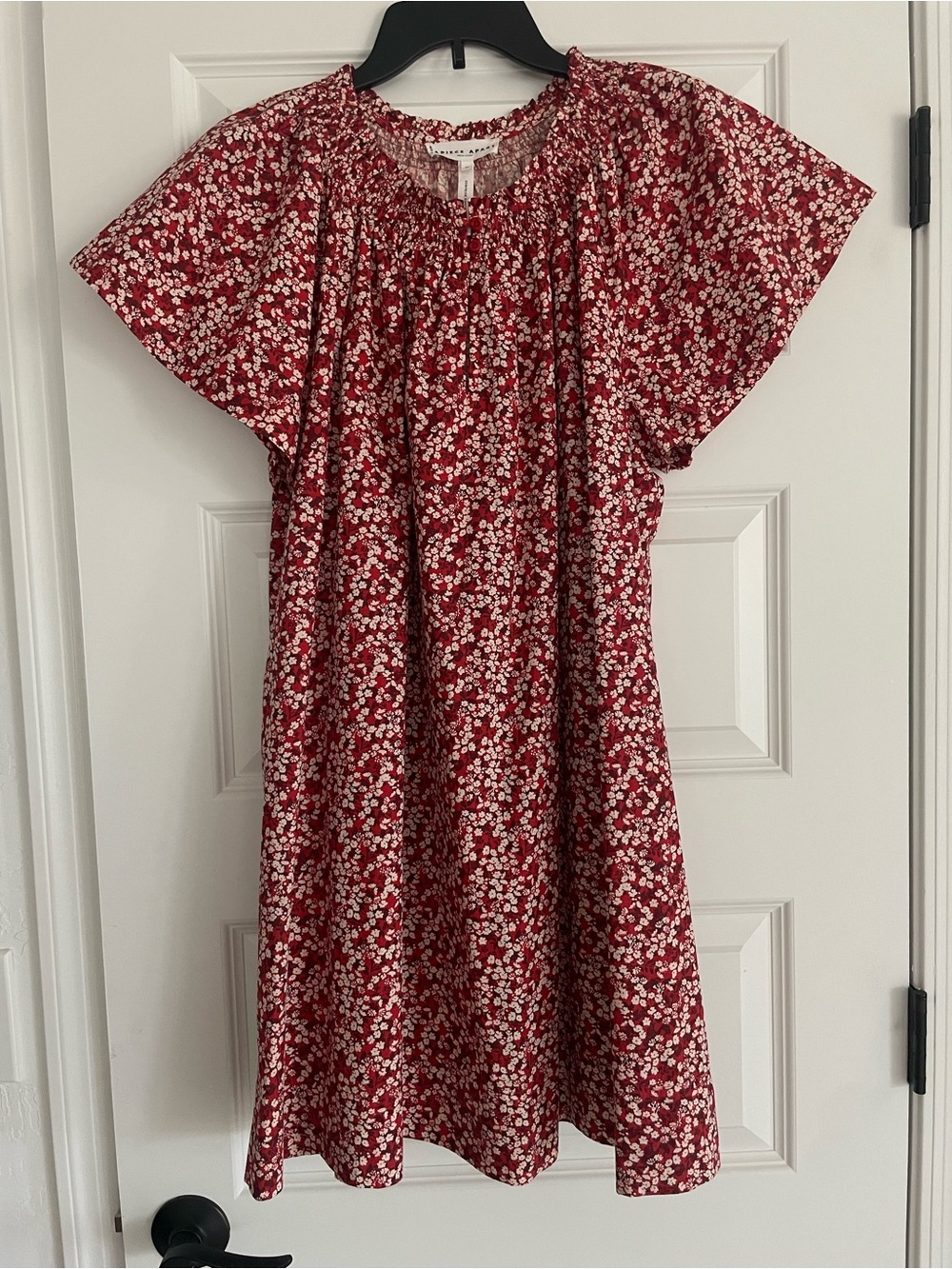 Apiece Apart Deia Mini Dress in Red Mango Bouquet print Organic Cotton